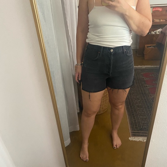 AGOLDE Dee Black Denim Shorts - Picture 1 of 5